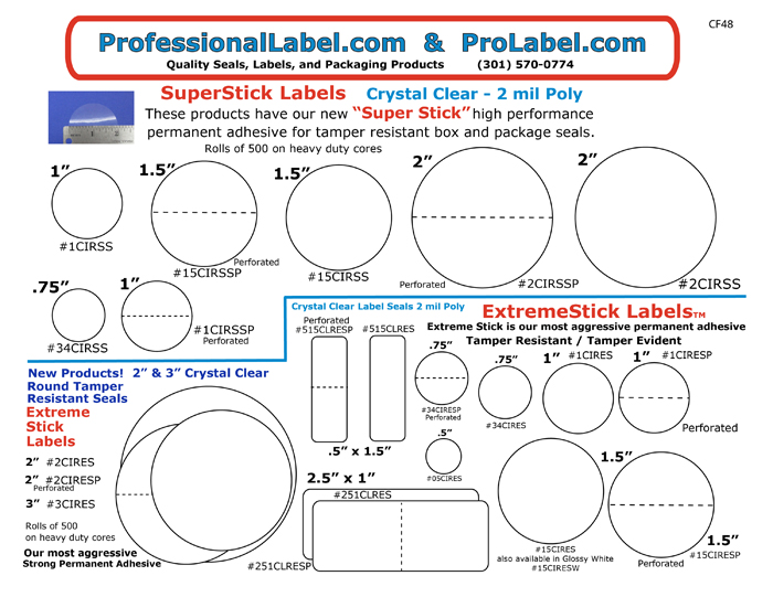 Clear Super Stick and Extreme Stick Sticker Seals